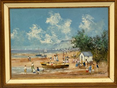 Gérald MARIN (born 1975)
Animated beach
Oil...
