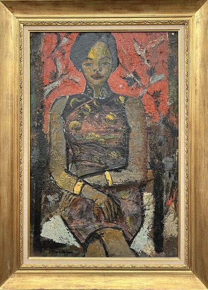 Roger CRUSAT (1917-1994) 
Young Asian Woman
Oil...