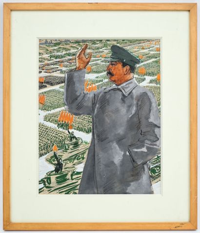 20th CENTURY RUSSIAN SCHOOL
Portrait of Stalin
Watercolor
30...