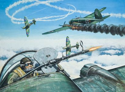 Francis BERGESE (1941)
Combat aérien
Gouache...
