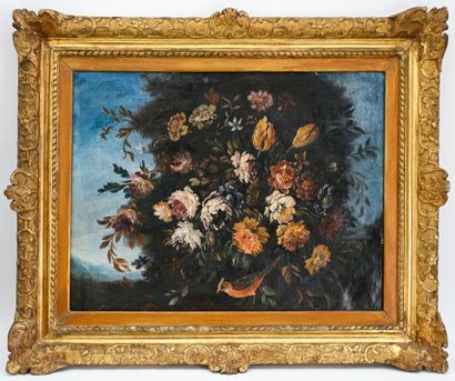 ECOLE ITALIENNE XVIIIe
Fleurs et oiseaux
Huile...