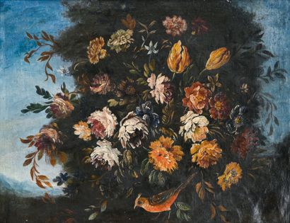 ECOLE ITALIENNE XVIIIe
Fleurs et oiseaux
Huile...