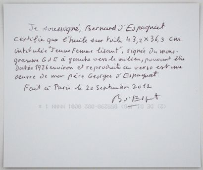 Georges d'ESPAGNAT (1870-1950)
Jeune femme...