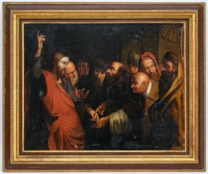 ECOLE DU NORD XVIIIe
Jesus et les pharisiens
Huile...