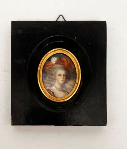 Set of five 19th-century miniatures, some...