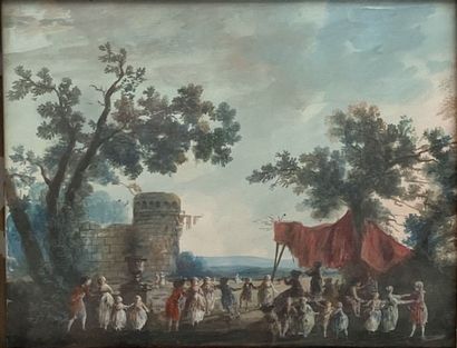 18th century FRENCH SCHOOL
Farandole 
Watercolour...