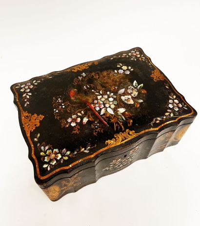 Blackened wood case with mother-of-pearl,...
