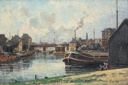 Gustave MASCART (1834-1914)
The barges.
Oil...