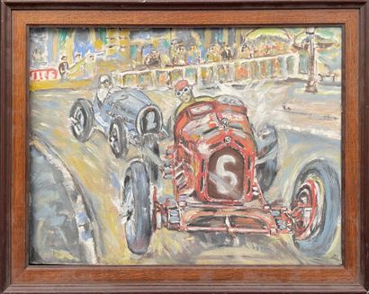 20th century CATALAN SCHOOL
The car race
Oil...