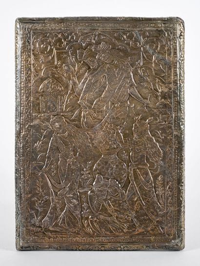Rectangular mirror, covered with silver plates...