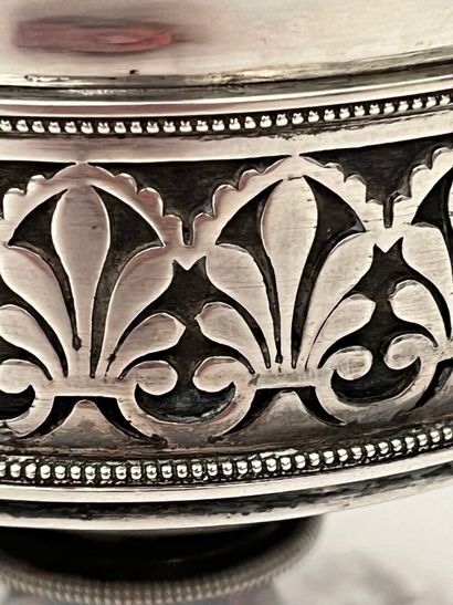 Silver chocolate cup with chased palmette...