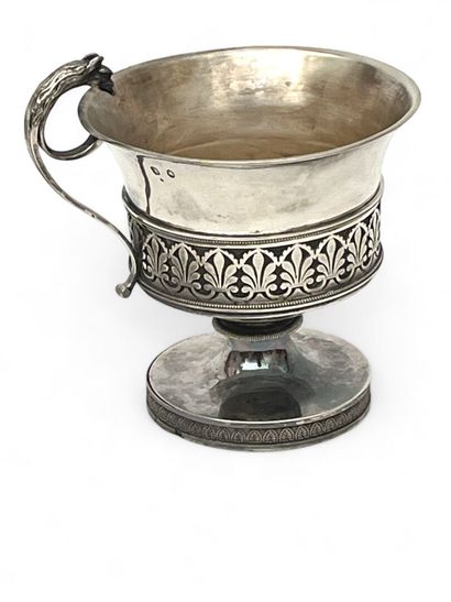 Silver chocolate cup with chased palmette...