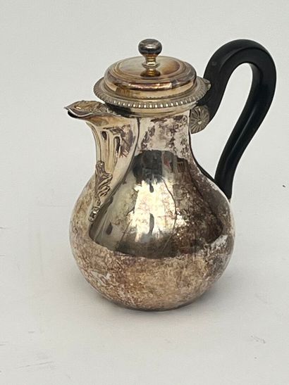 Self-serving silver coffee pot, blackened...