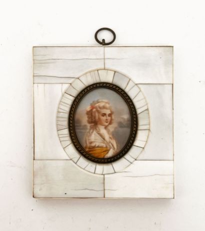 Set of five 19th-century miniatures, some...