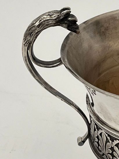 Silver chocolate cup with chased palmette...