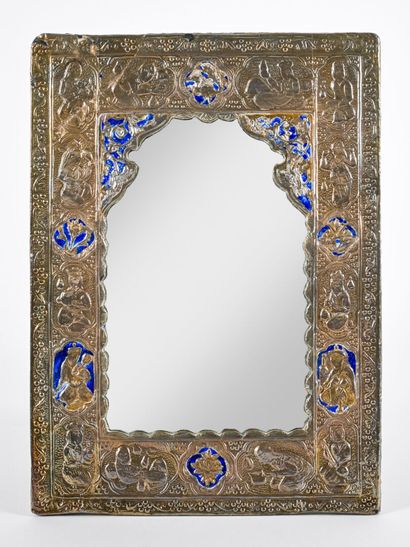 Rectangular mirror, covered with silver plates...
