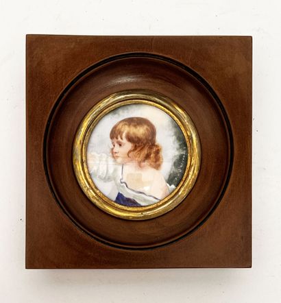 Set of five 19th-century miniatures, some...