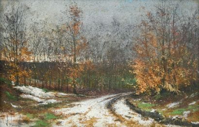 FRENCH SCHOOL, 19th century
Snowy undergrowth.
Pastel...