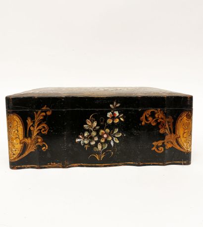 Blackened wood case with mother-of-pearl,...