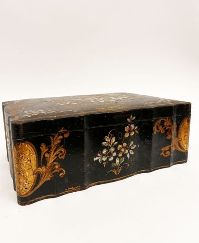 Blackened wood case with mother-of-pearl,...