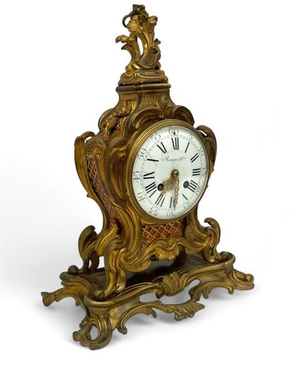 Gilt bronze mantelpiece, movement and dial...