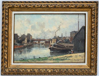 Gustave MASCART (1834-1914)
The barges.
Oil...