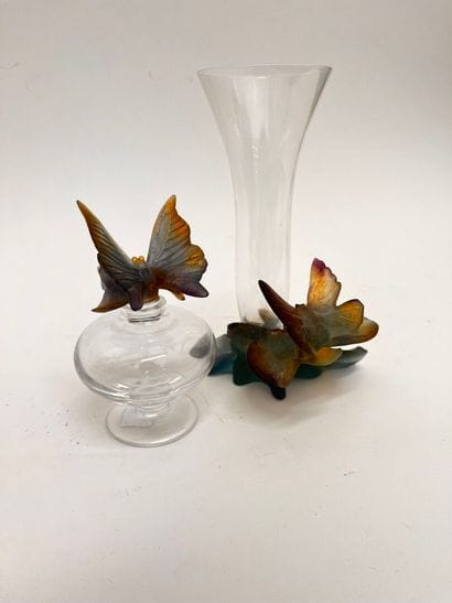DAUM FRANCE
Vase soliflore and bottle with...