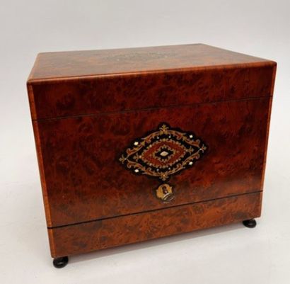 Wooden liquor cabinet, marquetry decoration
19th...