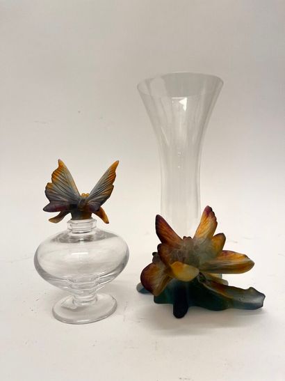 DAUM FRANCE
Vase soliflore and bottle with...