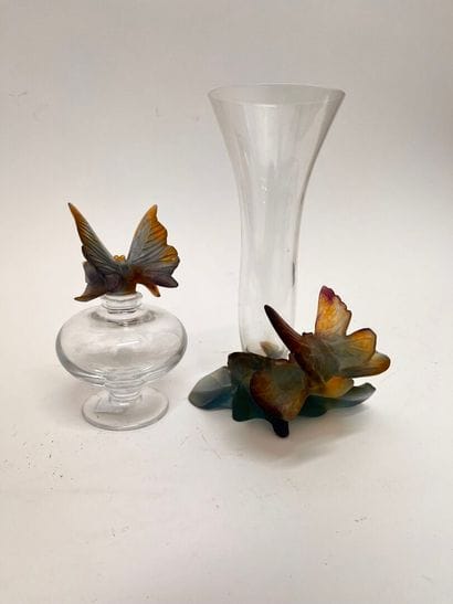 DAUM FRANCE
Vase soliflore and bottle with...