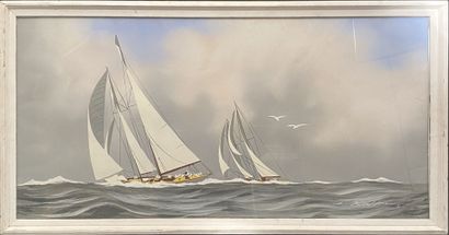 Léon HAFFNER (1881-1972)
Regatta 
Watercolor...
