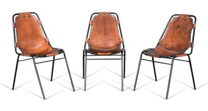 20th century FRENCH WORK
Three chairs, steel...