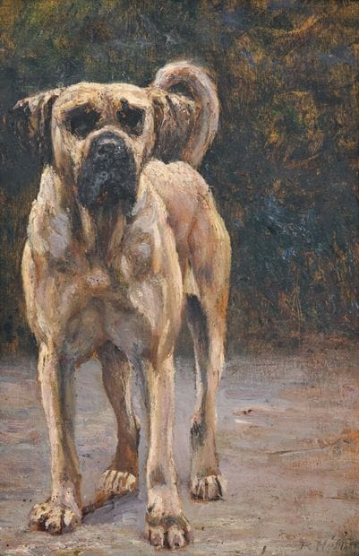 René HERISSON (1857-1940)
Dog
Oil on panel...