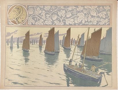 After Henri RIVIERE
Boats, Brittany
Lithograph
50.3...