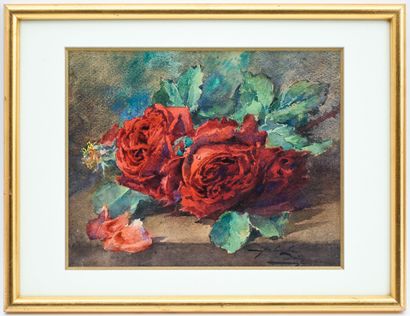 Blanche ODIN (1865-1957)
Throw of roses
Watercolor...