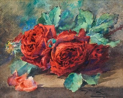 Blanche ODIN (1865-1957)
Throw of roses
Watercolor...