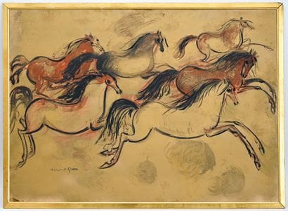 Hassan EL GLAOUI (1924-2018)
Wild horses
Gouache...