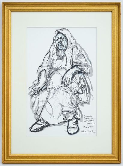 Hedi TURKI (1922-2019)
Vieille bédouine
Lavis...