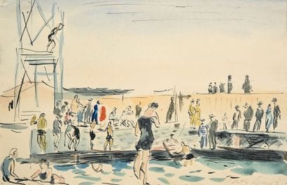Jean LAUNOIS (1898-1942)
Bathing at the Port...