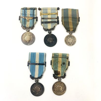 Lot of 5 colonial medals, various modules...