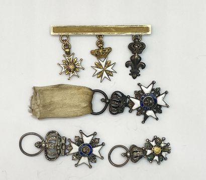 Set of 4 silver and enamel reductions of...