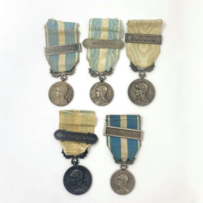 Lot of 5 French colonial medals, with their...