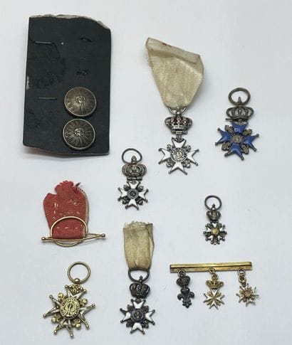 Set of 4 silver and enamel reductions of...