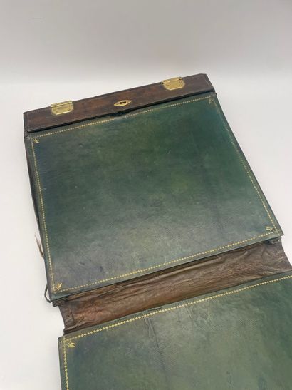 Attractive green morocco writing case decorated...