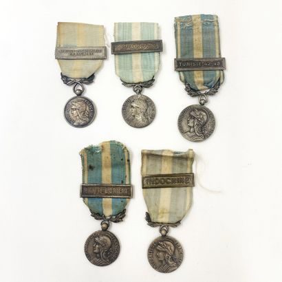 Lot of 5 French colonial medals, various...
