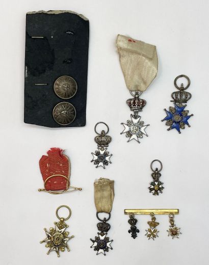 Set of 4 silver and enamel reductions of...