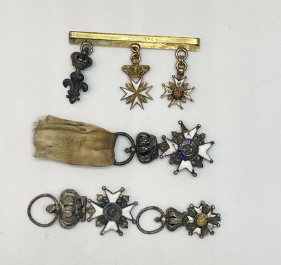 Set of 4 silver and enamel reductions of...