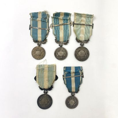 Lot of 5 French colonial medals, with their...