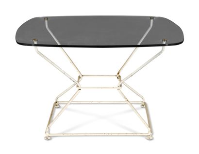 Coffee table, glass top, white lacquered...