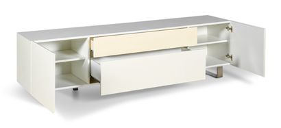 Low sideboard or TV cabinet, white lacquered...